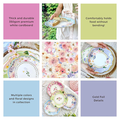 Kate Aspen - Juego de vajilla para decoración de fiesta de té (62 unidades, 16 invitados), coloridos suministros de fiesta en colores pastel para despedidas de soltera, baby shower, fiesta en el jardín, cumpleaños