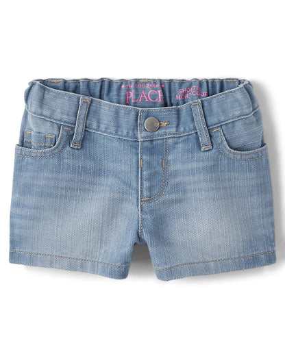 The Children's Place Shorts de Mezclilla para Niña, Paquete de 3 - 9-12 Meses - multicolor - fantasía (Peony Wash) - 1