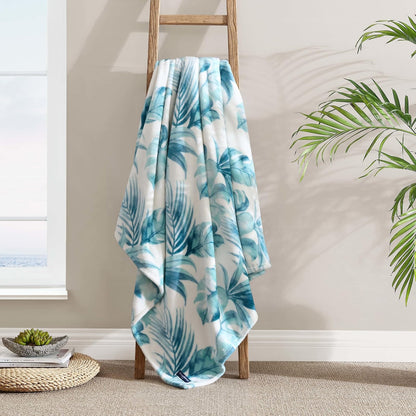 Tommy Bahama - Manta de Forro Polar de Felpa, Juego de Ropa de Cama Tropical para Cama o sofá (Waimea Bay Green, 50 x 70 Pulgadas)