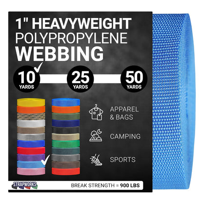 Strapworks Correa de Polipropileno de Alta Resistencia para Reparaciones - Azul Polvo - 1" x 10 yard