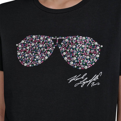 Karl Lagerfeld - Playera de Manga Corta con Cuello Redondo para Mujer
