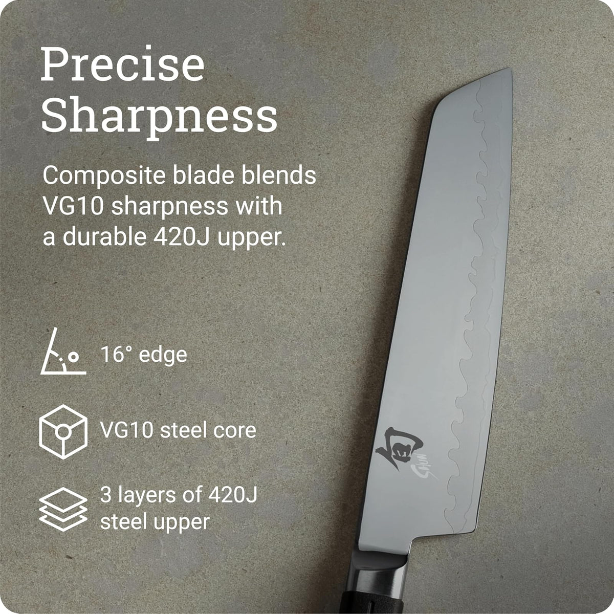 Shun Sora - Cuchillo de cocina japonés hecho a mano, borde de acero VG10 y hoja de acero inoxidable 420J, mango equilibrado, precisión y nitidez para chefs profesionales y caseros