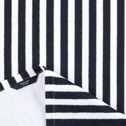 Kate Spade New York Botanical Stripe Juego de 4 Toallas de Cocina absorbentes, 100% algodón, Negro/Beige, 17 x 28 Pulgadas