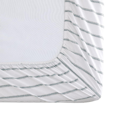 Stone Cottage, Cottage, Trenton Stripe, Doble, 1 | 100% percal de algodón, sábana bajera de bolsillo profundo, tamaño matrimonial, sábana encimera y fundas de almohada