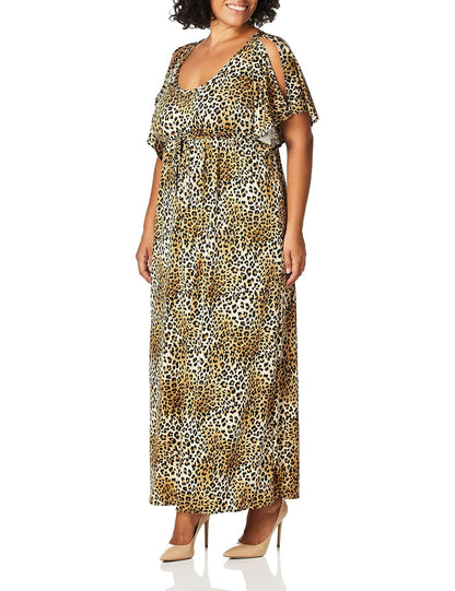 Star Vixen Vestido Largo de Manga con vuelos y Abertura para Mujer, Talla Grande, con cordón Imperio en la Cintura