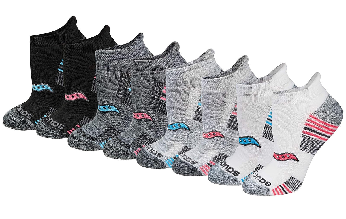 Saucony Calcetines Deportivos Heel Tab para Mujer - CH - Gris Fashion (8 pares)