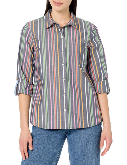 Nautica Camisa de Mezclilla Manga Larga con Botones para Mujer - M - Noche estrellada