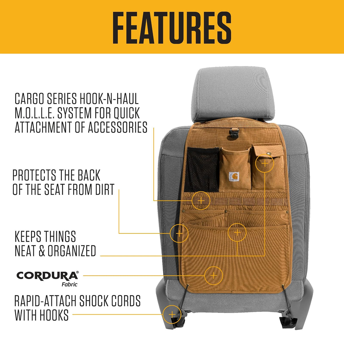 Carhartt Organizador Universal para Respaldo de Asiento, Color Grava, Talla Única, C0001437