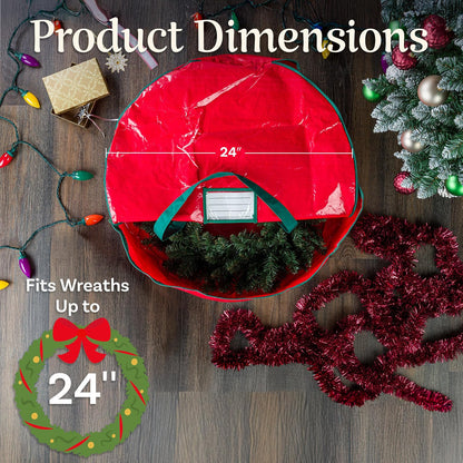 Elf Stor - Bolsa de Almacenamiento para Adornos de Navidad, Color Verde, de Lujo, 1013 Corona Xmas Premium, Rojo, 24 Pulgadas, 1