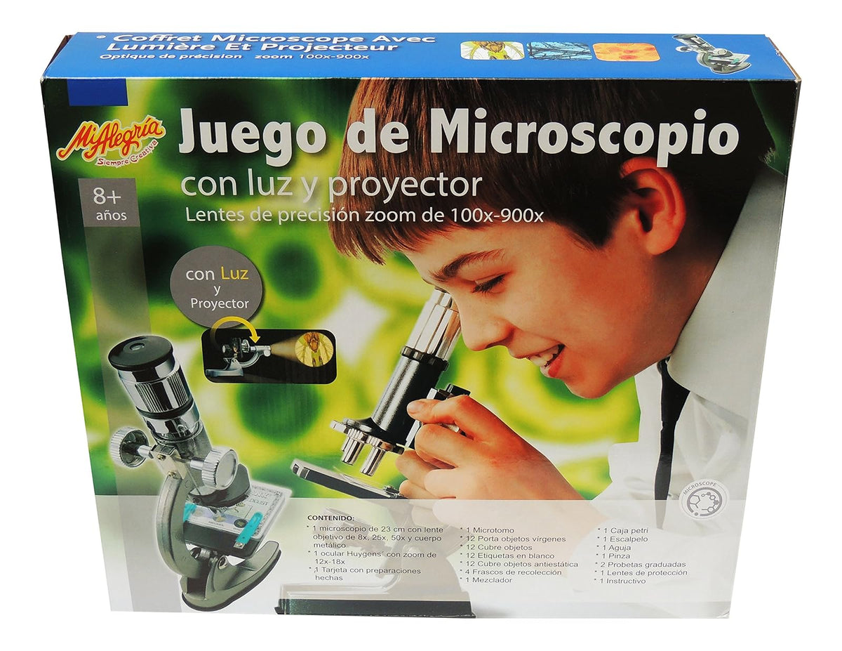 Mi Alegría Set Microscopio con Luz y Proyector 100X 900X