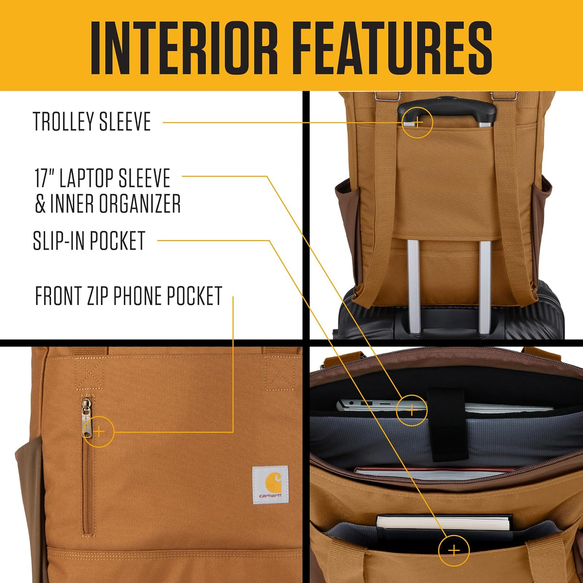 Carhartt Classic Convertible Backpack Tote, Durable Water Repellent Material W/ 17" Laptop Sleeve Mochila convertible clásica Unisex adulto