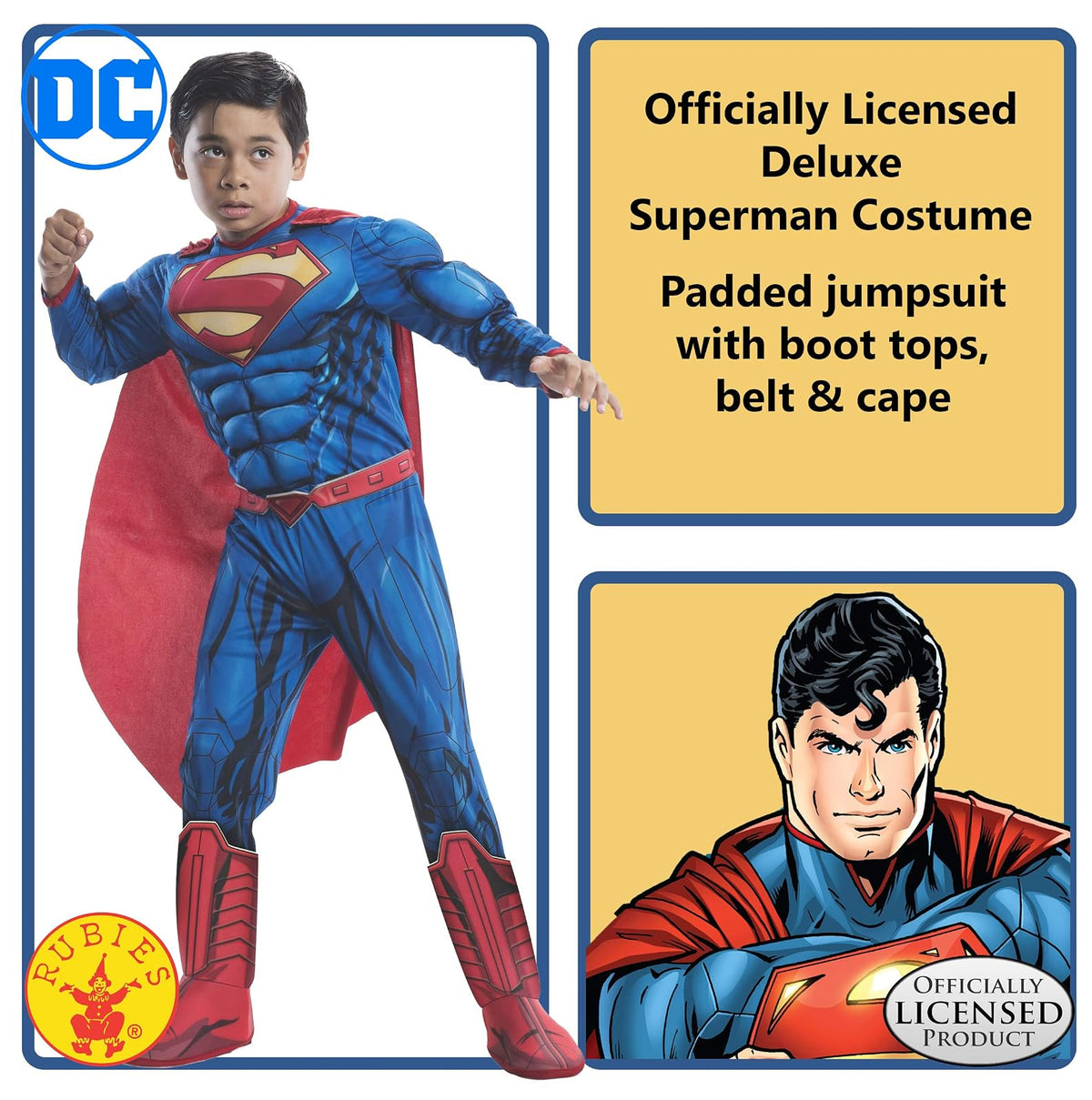 DC Comics Superheroes: Disfraz de Superman para niños por Rubies, talla grande para niño