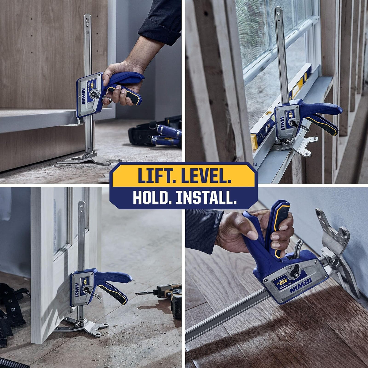 IRWIN - Gato de construcción de elevación rápida, Herramienta de elevación de Mano, Multifuncional, elevación de hasta 10 Pulgadas y Capacidad de elevación de 350 Libras (IRHT83100)