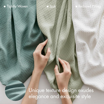 Madison Park - Manta Suave certificada 100% algodón Egipcio Transpirable y acogedora, diseño clásico de Punto gofre, Funda Ligera de Lujo para Todas Las Estaciones para Cama, sofá y sofá, Verde