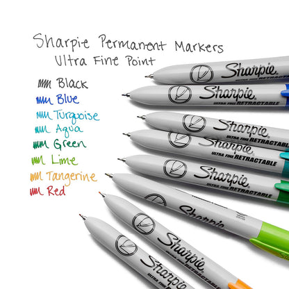 Sharpie Retractable Negro, Azul, Verde, Naranja, Rojo 8pieza(s) - Marcador permanente (Negro, Azul, Verde, Naranja, Rojo, Multicolor, 8 pieza(s))