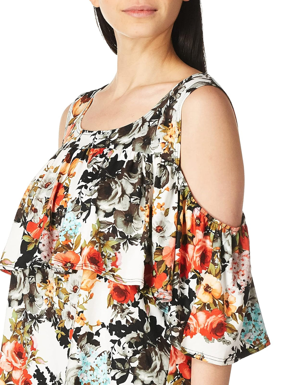 Star Vixen Off/Cold Shoulder Dramatic Ruffle Peasant Top Blusa Mujer