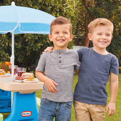 Little Tikes Easy Store Picnic Table with Umbrella, Multicolor, 42.00''L x 38.00''W x 19.75''H