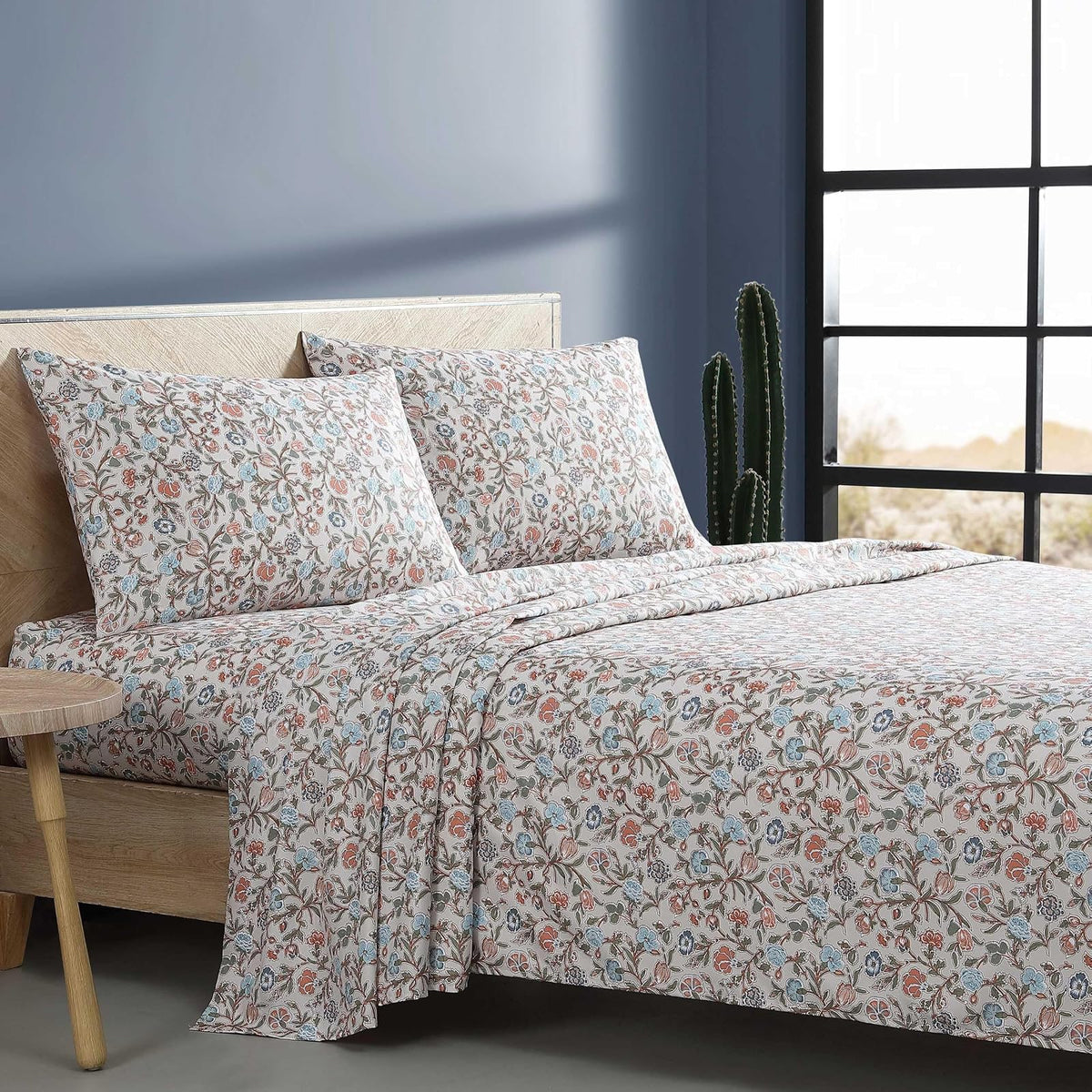 Wrangler - Juego de sábanas de Cama Queen, Sedoso y Ligero, sábanas de Cama Floral, Inspirado en la Piedra Amarilla, Esenciales para recámara (Beige Floral hacia el Oeste, Queen)