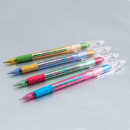 Pentel Arts Krazy Pop - Bolígrafo de gel iridiscente (1,0 mm), tinta surtida (Xc/BD/CP/DG), 4 unidades (K91PABP4M3)