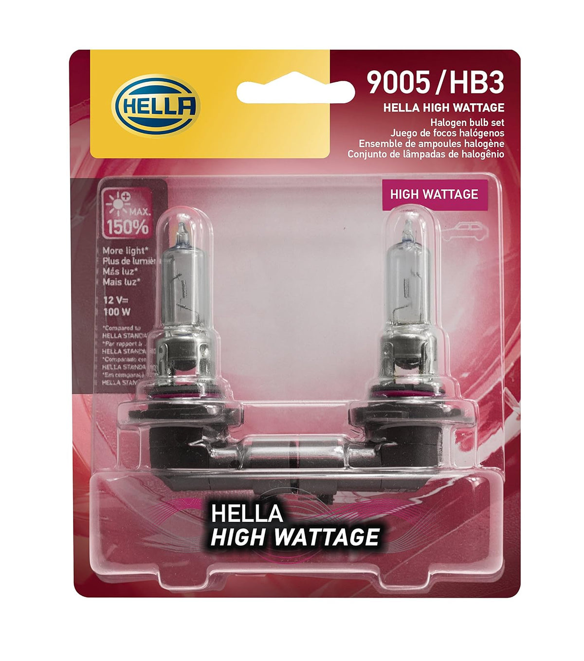 HELLA Foco Halógeno 9005 para Automóvil, 12 V - High Wattage - 100W - Blíster doble