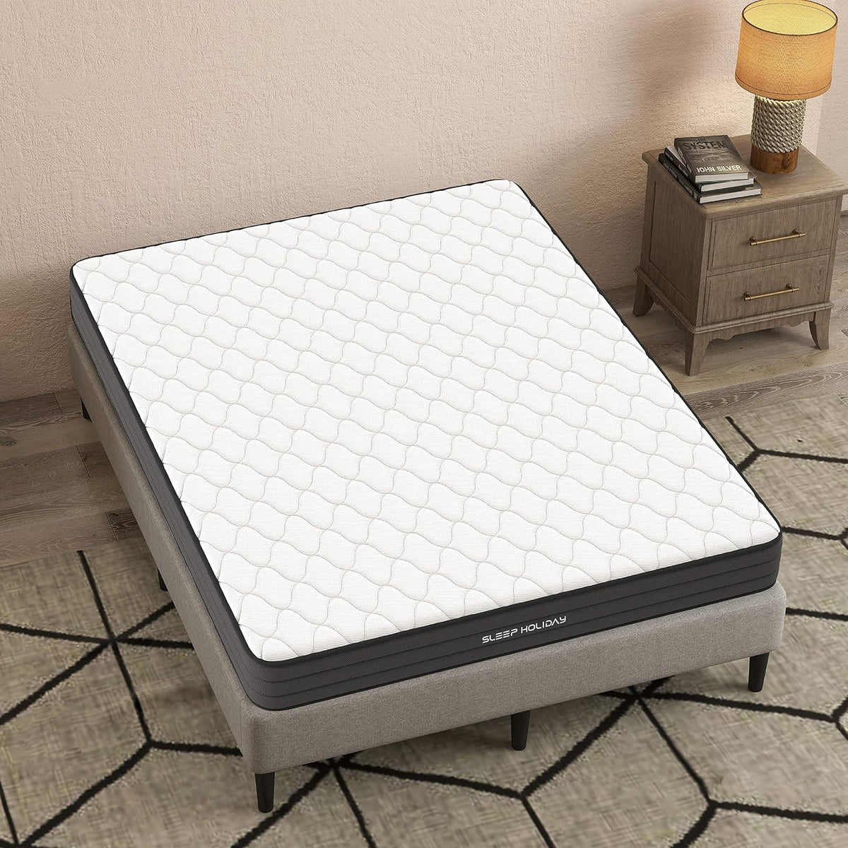 Colchon en Caja Sleep Holiday Basic Individual, firmeza Media, Bonnell, Espuma Limpia y certificada por CertiPUR-US, Durabilidad y Comodidad