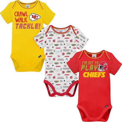 Gerber Paquete de 3 Mamelucos con Licencia Oficial de la NFL - Kansas City Chiefs - 0-3 Meses - Color del equipo