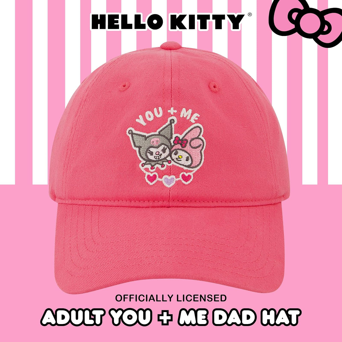 Hello Kitty Hat, Women's Adjustable Baseball Cap with Curved Brim