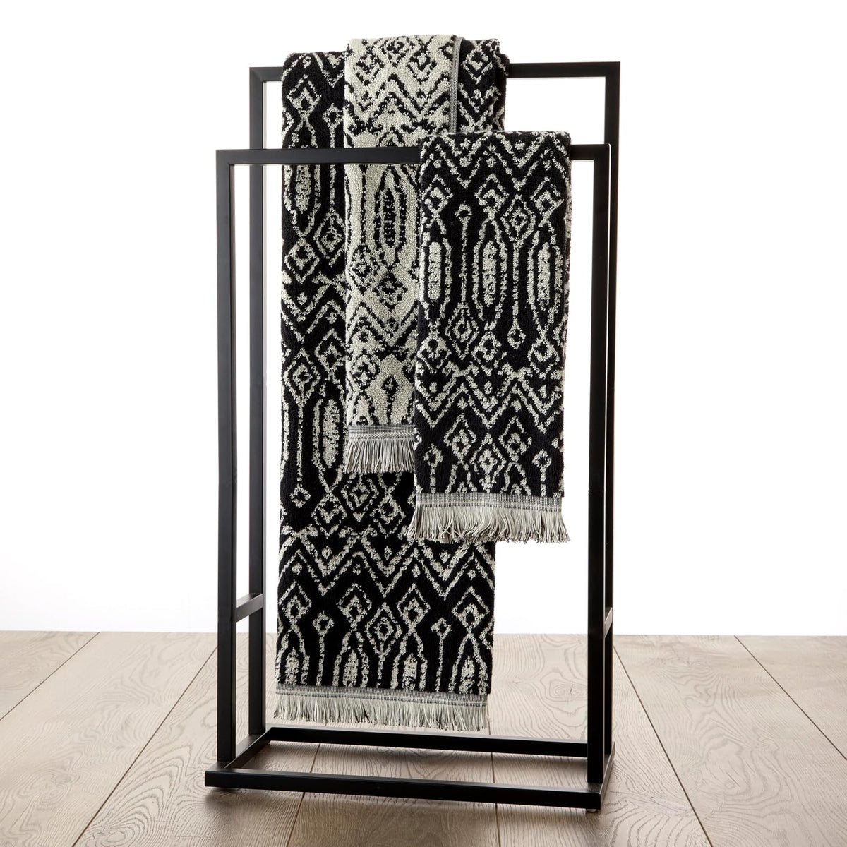 SKL Home Nador - Toalla de baño Jacquard Color Negro