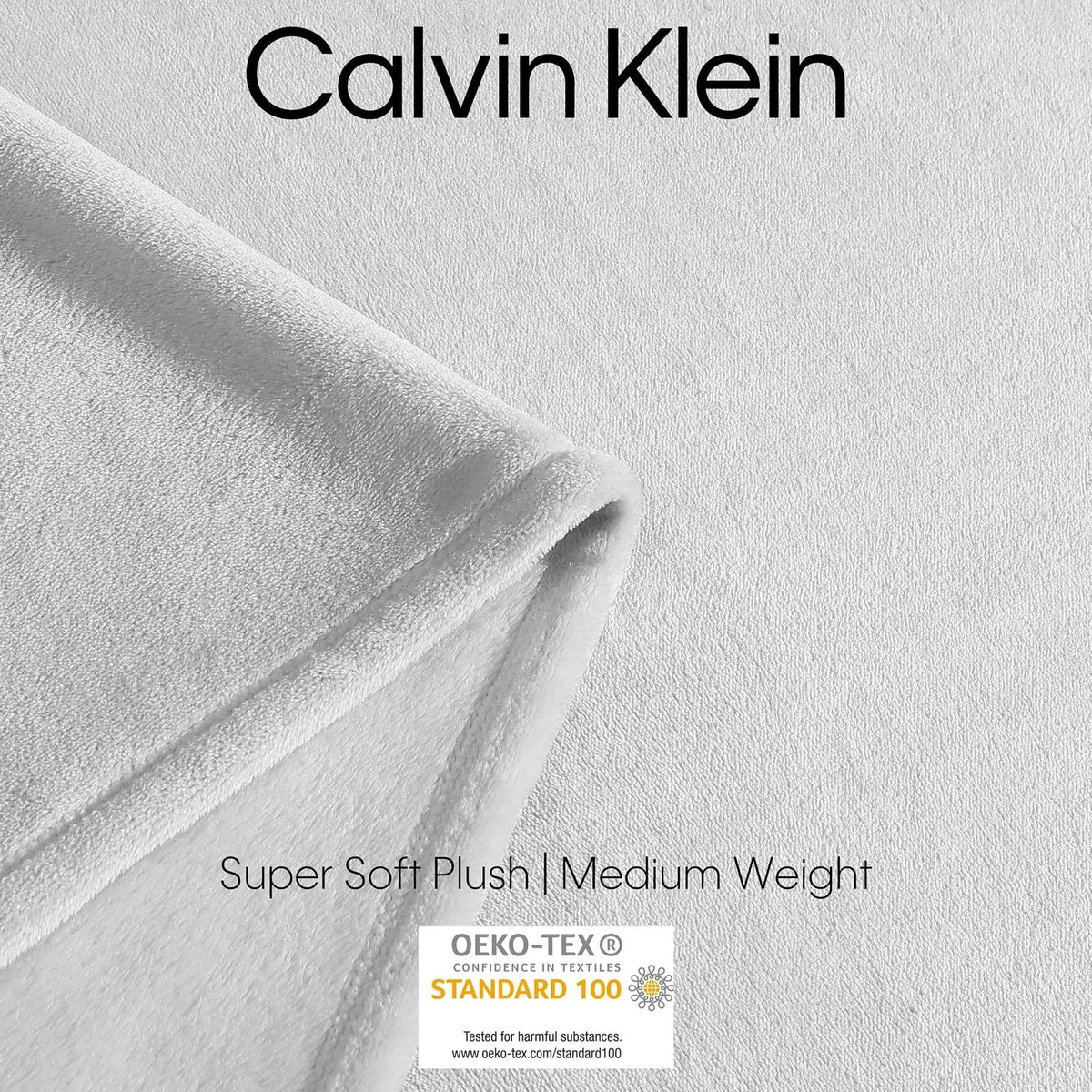 Calvin Klein - Manta de Felpa Suave, Manta de Cama de Peso Medio (Gris Aluminio, Queen)