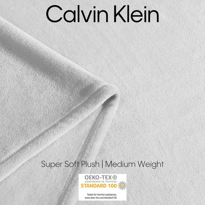 Calvin Klein - Manta de Felpa Suave, Manta de Cama de Peso Medio (Gris Aluminio, Queen)