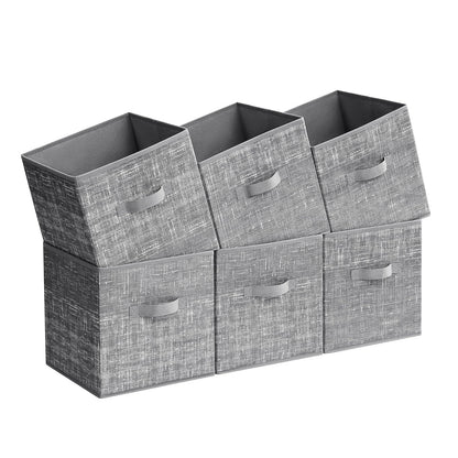 SONGMICS - Cubos de Almacenamiento de Tela con Asas, Juego de 6, Negro - Gris - 30L x 30W x 30H cm