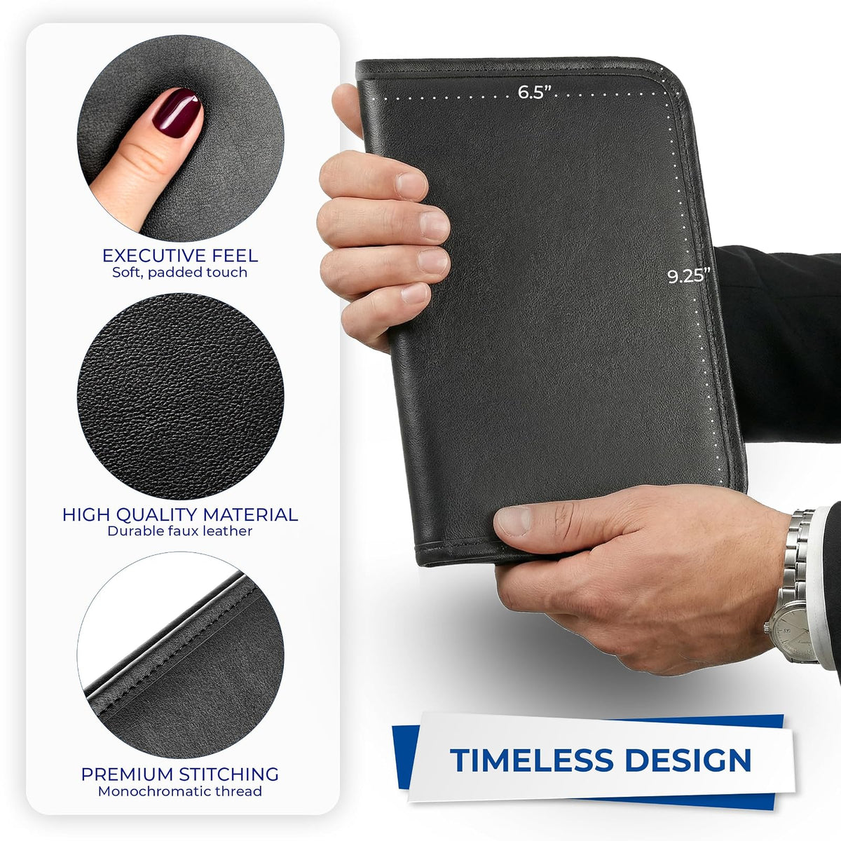 Samsill Professional Padfolio Mini, Organizador de Piel Sintética, 5 x 8 Pulgadas, Negro