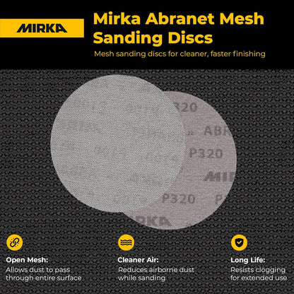 Mirka 9A-232-100 - Discos de lija abrasivos sin polvo (12,7 cm, 100 granos, 50 unidades)