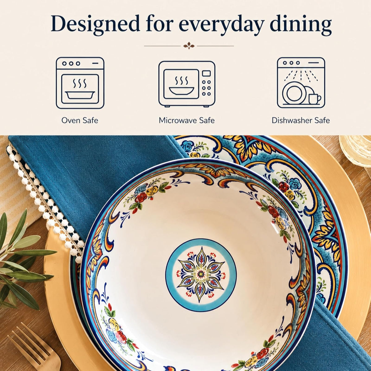 Euro Ceramica Zanzibar Juego de cuencos para pasta de 4 piezas