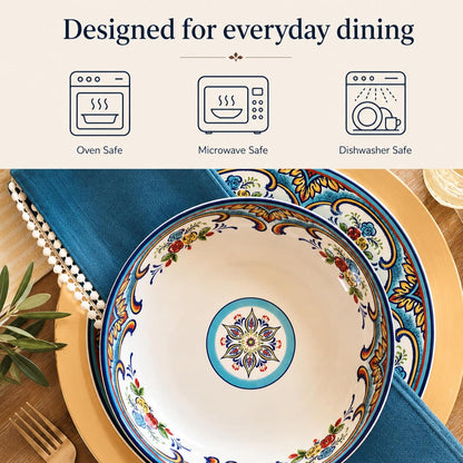Euro Ceramica Zanzibar Juego de cuencos para pasta de 4 piezas