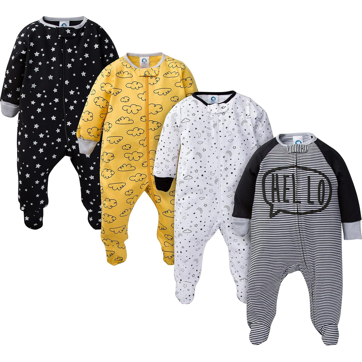 Gerber Paquete de 4 Mamelucos Sleep 'N Play para Bebé - Estrella - 0-3 Meses