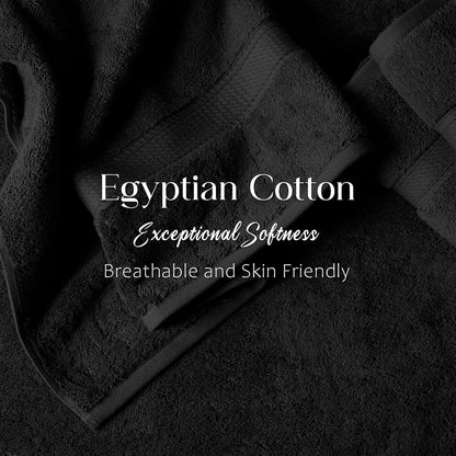 Superior 900 Gram Egyptian Cotton 2-Piece Bath Towel Set, Black | Juego de toallas de lujo de secado rápido, artículos esenciales de baño para baño, baño de invitados, spa, baño de 2 piezas