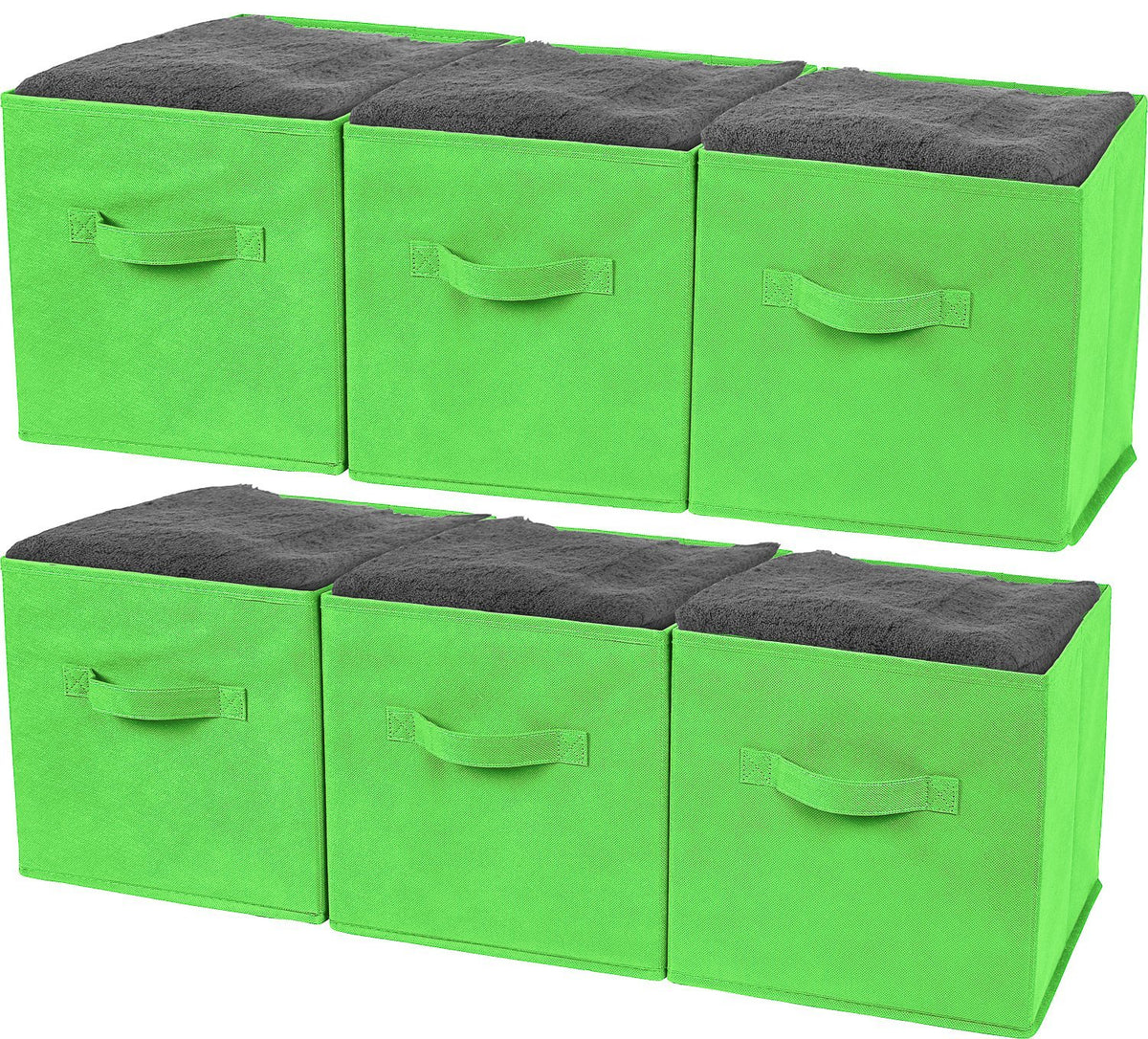 Greenco GRC2363 Foldable Non, Woven Fabric Storage Cubes, 6 Pack, Green