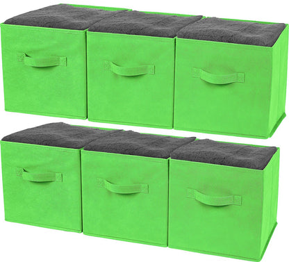 Greenco GRC2363 Foldable Non, Woven Fabric Storage Cubes, 6 Pack, Green