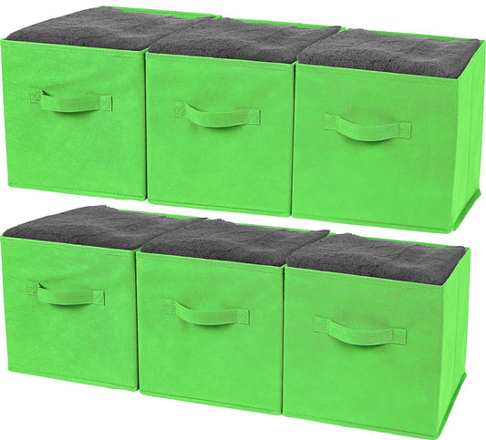 Greenco GRC2363 Foldable Non, Woven Fabric Storage Cubes, 6 Pack, Green