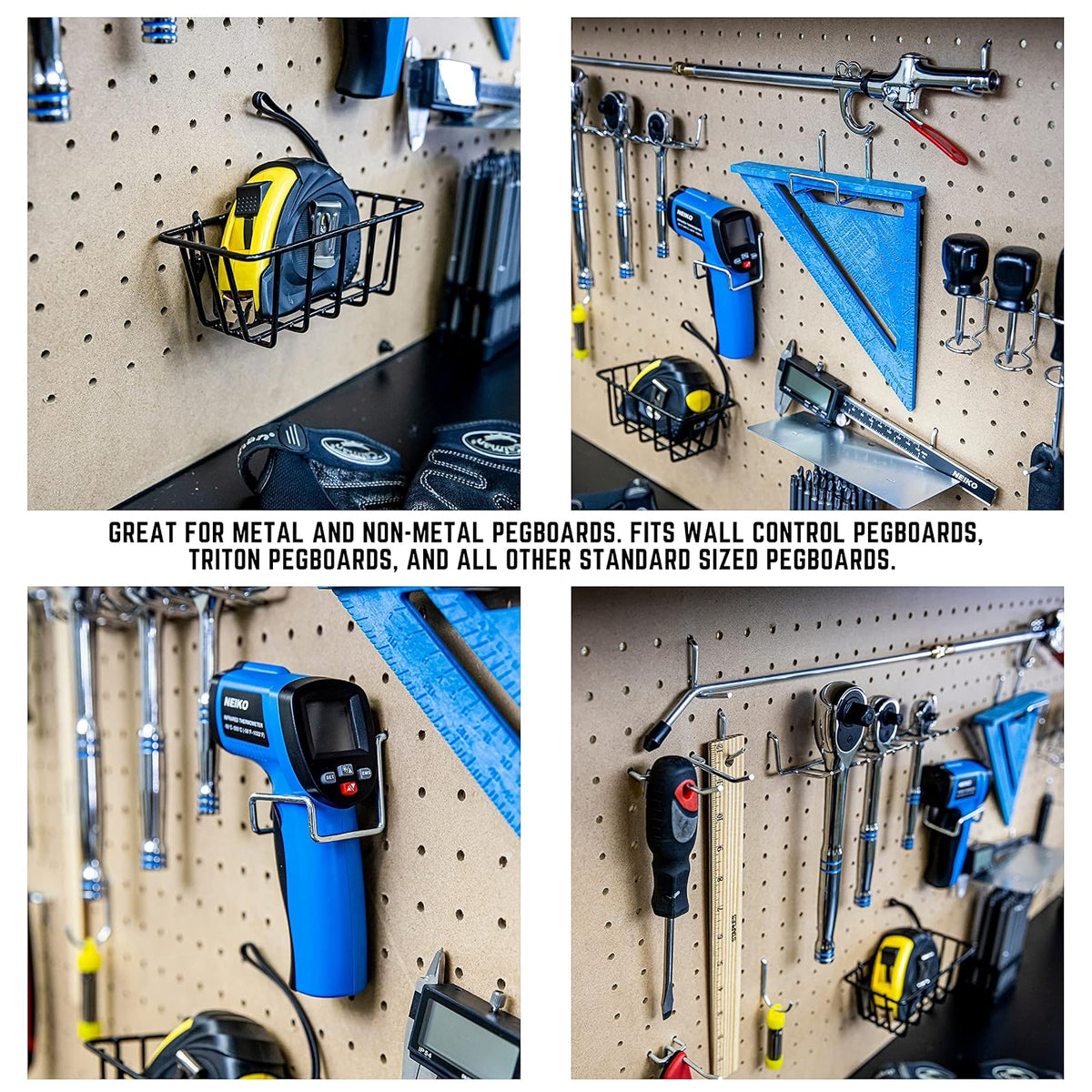 HILTEX 53108 Metal Pegboard Hooks and Accessories Set | 100 Piece | Hanging Tool Set for Garage Organization | Great for Wall Hanging and Shelving, Tool Storage, Craft Organizing