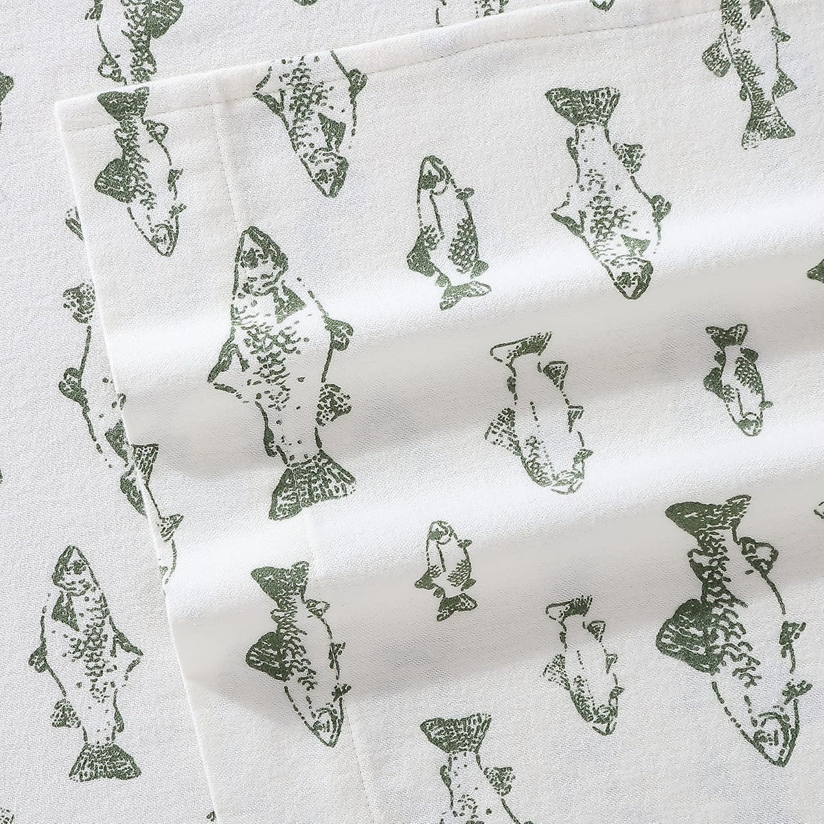 Eddie Bauer - Juego de sábanas de Franela de algodón, Cepillado para Mayor suavidad, decoración acogedora del hogar (Escuela de Pescado, King)