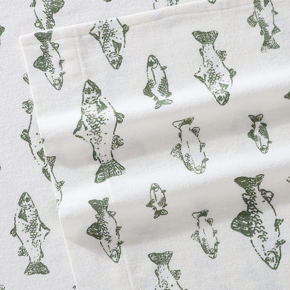 Eddie Bauer - Juego de sábanas de Franela de algodón, Cepillado para Mayor suavidad, decoración acogedora del hogar (Escuela de Pescado, King)