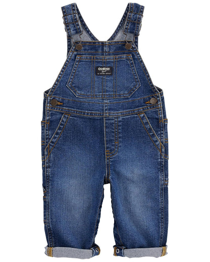 OshKosh B'Gosh Overol Sin Mangas con Estampado de Búfalo para Niños - 18 Meses - Lavado de ozono ferroviario