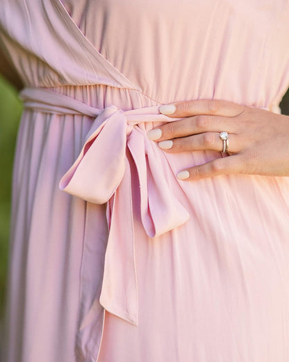 The Drop Vestido Midi Para Mujer, con Cinturón Cruzado al Frente, Rosado Néctar por @caralynmirand