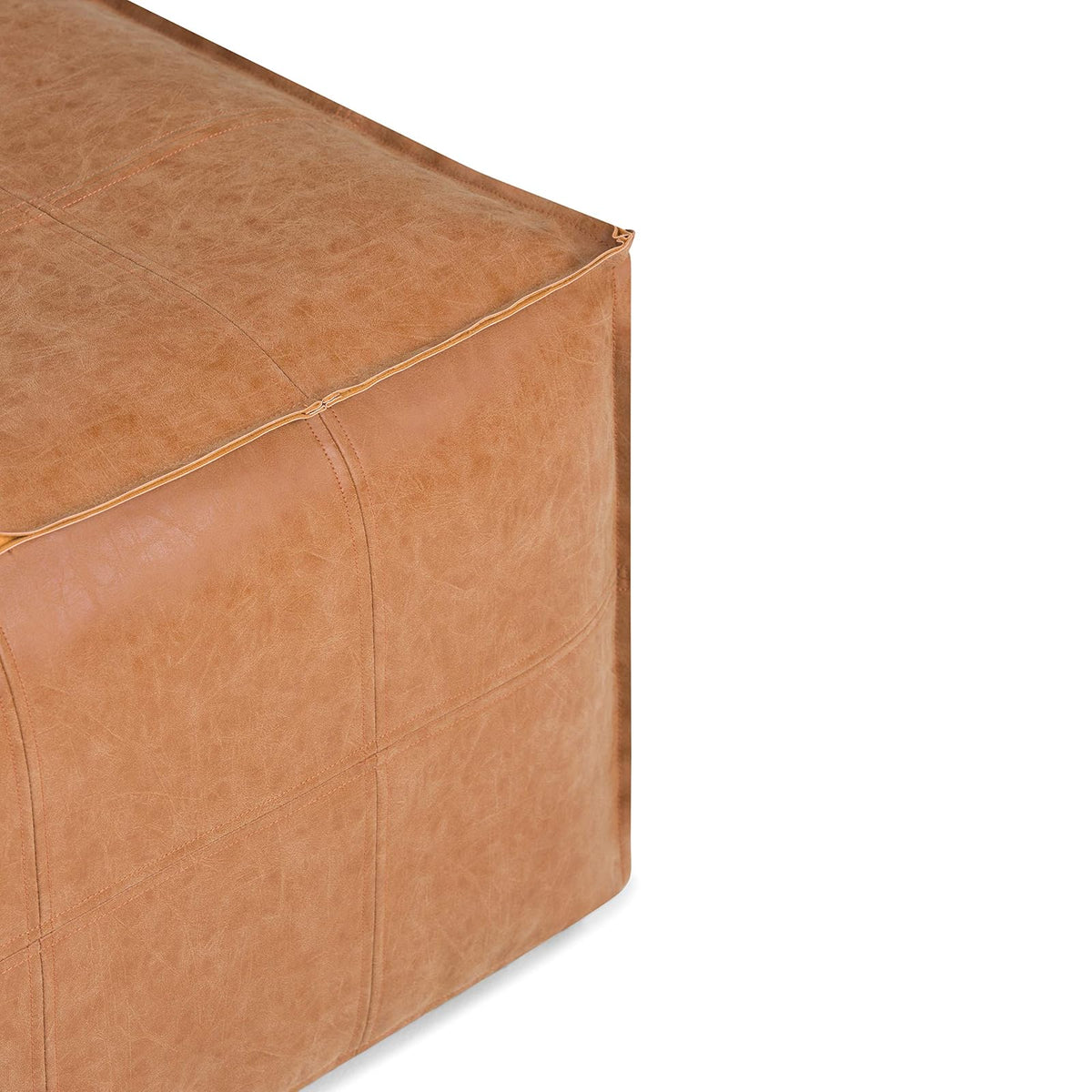 SIMPLIHOME Brody - Mesa de Centro Cuadrada Grande de 30 Pulgadas de Ancho, Color café Envejecido, otomana de Piel sintética Vegana, reposapiés o Asientos adicionales para Sala de Estar, montado