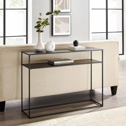 Crosley Furniture Braxton - Mesa Consola con Estante de Almacenamiento para Pasillo, Entrada o Sala de Estar, Color Negro Mate