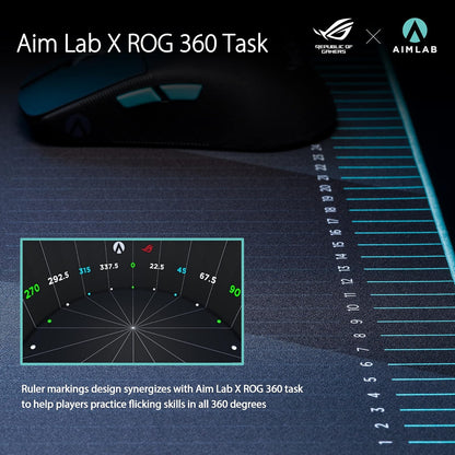 ASUS ROG Hone Ace Aim Lab Edition Gaming Mouse Pad, 508 X 420 x 3 mm, Large Size, Soft, Hybrid Cloth Material, Non-Slip Rubber Base, Esports & FPS Gaming, Black