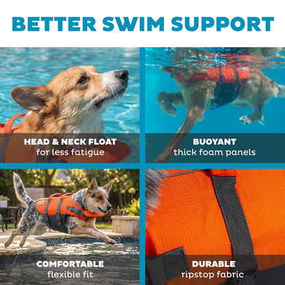 Chamarra salvavidas para perro, Outward Hound Granby Splash, Anaranjado, Mediano