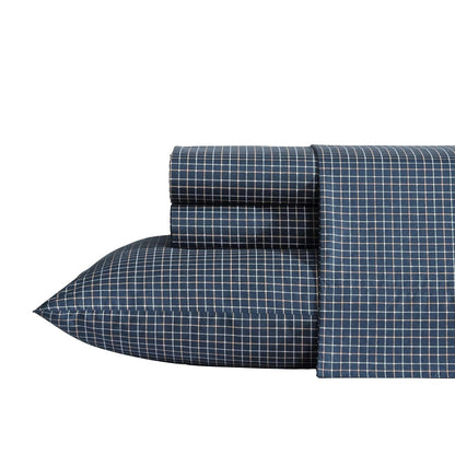 Nautica - Juego de sábanas matrimoniales, algodón de Alta Calidad, decoración del hogar a Cuadros, Certificado Oeko-Tex (Reece Plaid Navy, Full)
